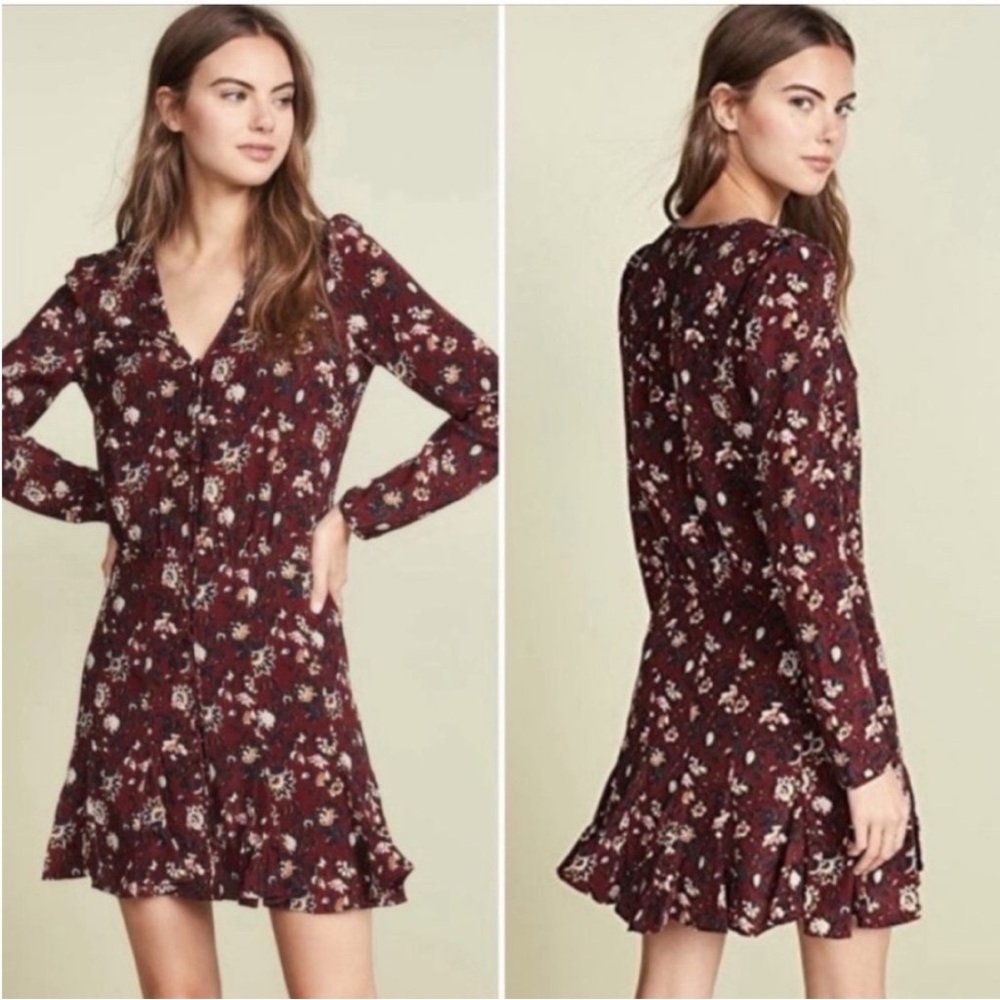 Veronica Beard Riggins Silk Printed Sheath Dress in Bordeaux